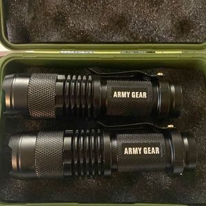 Army Gear Flashlight Set of 2 with Case